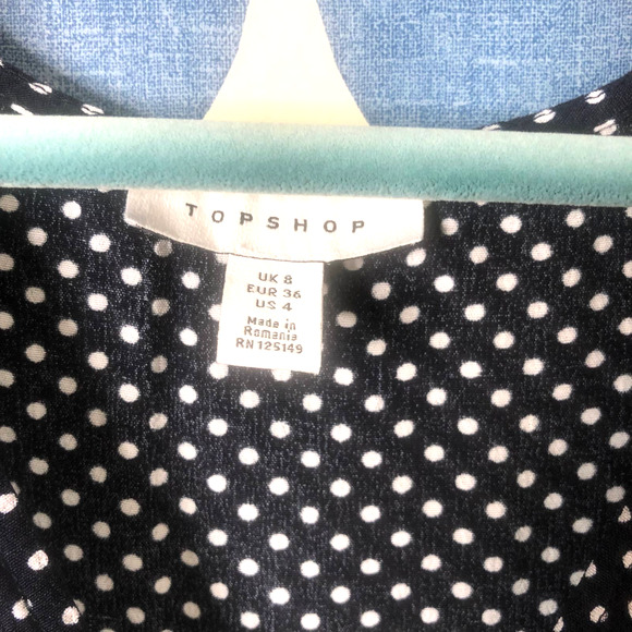 Topshop Blue Polka Dot Tortoise Belt Mini Dress - Picture 4 of 6